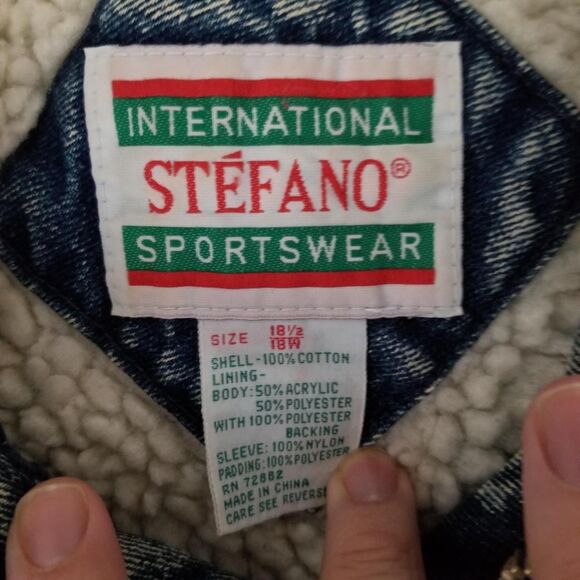 Vintage 90s Heavy Duty Fleece-Lined Acid-Washed Denim Jacket - Picture 2 of 7